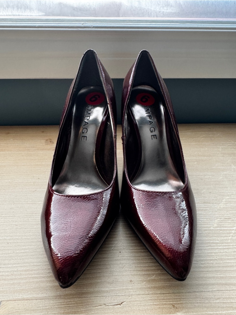 Rampage Burgundy Patent Pointed-Toe Pumps